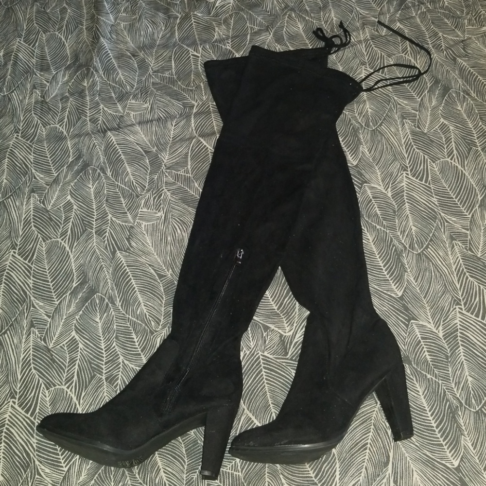 Black over the knee suede boots